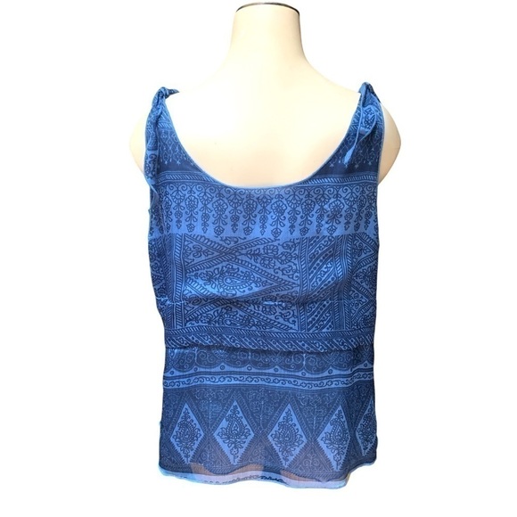 CONVERSE Women’s Blue Paisley Flowing Tie Tank Top Blouse XL - Picture 3 of 14
